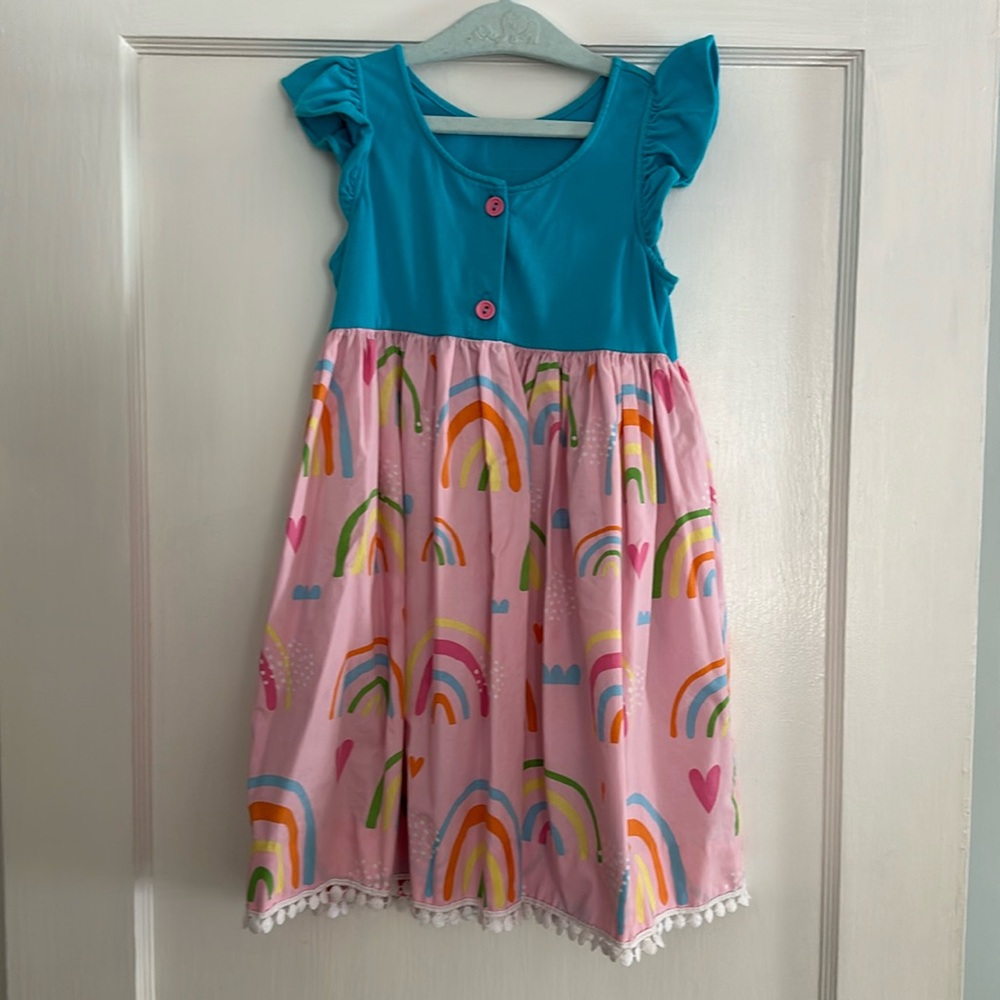 Eleanor Rose size 5/6 blue and pink rainbow dress